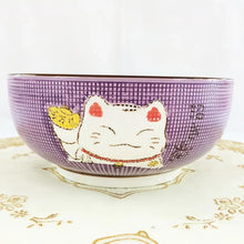 Load image into Gallery viewer, Colorful Lucky Cat Japanese Bowls | Round Donburi Ramen Ceramic Bowl - 1 Pc