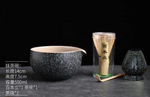 Speckled Black Matcha Bowl | Japanese Ceramic Chawan Tea Set - 1 Pc