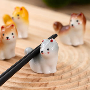 Cute Shiba Inu Chopsticks Holder | Japanese Dog Ceramic Chopstick Rest - 1 Pc