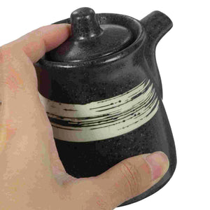 Black Ceramic Soy Sauce Bottle | Oil Vinegar Dispenser - 2 Pc Set