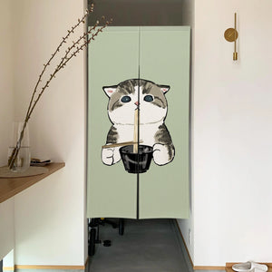 Cute Cat Noren Curtain | Japanese Doorway Curtain Cartoon Kitty - 1 PC