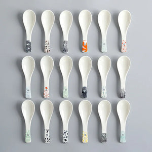 White Asian Soup Spoons | Classic Japanese Ceramic Spoon Tableware - 1 Pc