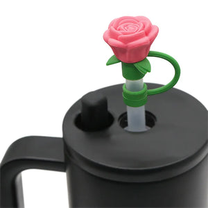 Rose Flower Straw Toppers | Silicone Stanley Cap Covers - 1 Pc