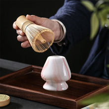 Load image into Gallery viewer, Pink &amp; White Marble Matcha Set | Bamboo Whisk, Tea Scoop, and Holder - 3 Pc