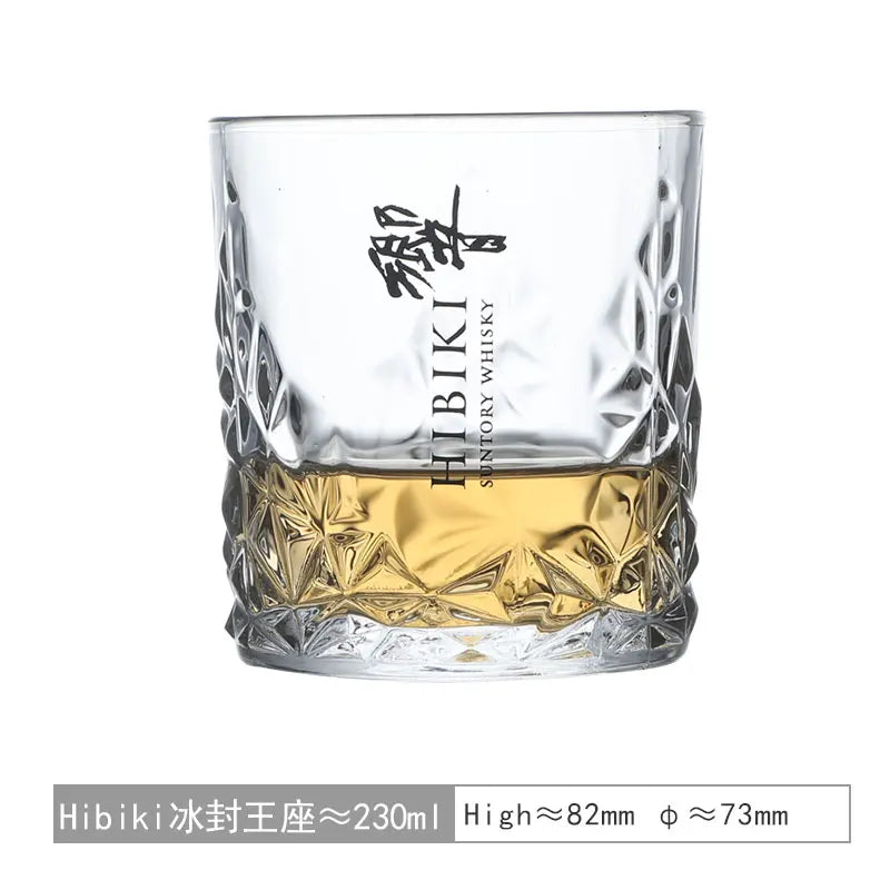 HIBIKI Japanese Whiskey Glass Set | Classic Texture Liquor Cup - 1, 2, or 6 Set