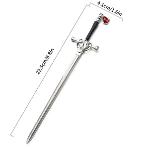 Sword Ruby Pendant Hair Sticks | Vintage Chinese Hairstyle Pin - 1 Pc