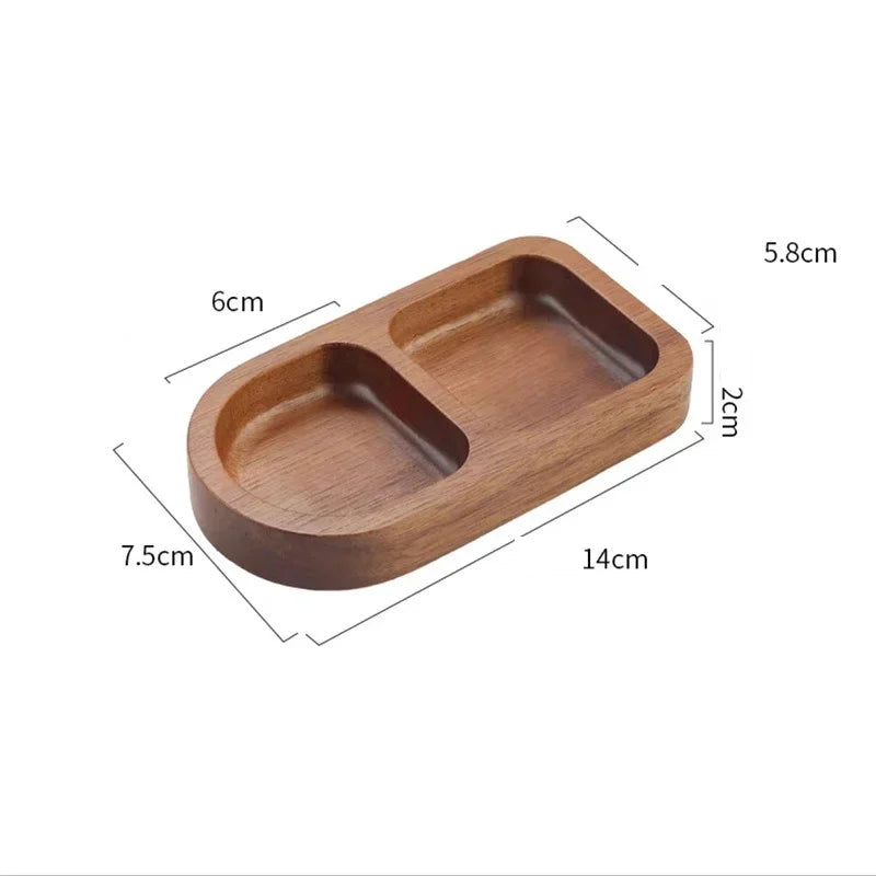 Solid Wood Rectangle Rounded Japanese Seasoning Soy Sauce Tray - 1 Pc