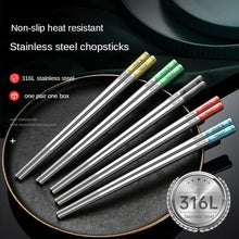 Load image into Gallery viewer, Metal Chopsticks with Case and Pouch | Red, Green, Blue, Black Stainless Steel - 1 Pair