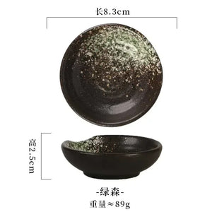 Japanese Soy Sauce Dish | Small Round Plates Ceramic Dipping Bowls  - 1 Pc