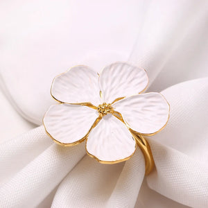 Gold & Silver Plum Blossom Napkin Rings | Dinner Party Cuff - 6 PC Set