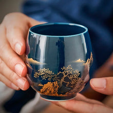 Load image into Gallery viewer, Blue &amp; Gold Glaze Chinese Tea Set | 1 Teapot 6 Tea Cups