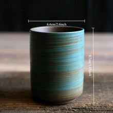Load image into Gallery viewer, Japanese Yunomi Tea Cup | Crackle Glaze Stoneware, Hand-Painted 230 ml