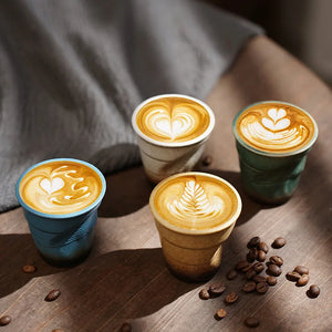 Crumpled Ceramic Espresso Cups | Cute Fun Small Coffee - 1 Pc