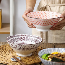 Load image into Gallery viewer, Colorful Round Porcelain Ramen Bowl | Asian Bowls for Noodles, Soups, Rice - 1 Pc