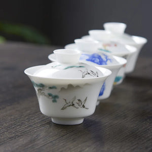 Bone China Gaiwan | White Porcelain Teapot Cup Set - 1 Pc