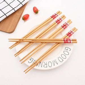 bamboo chopsticks - reusable wood chopstick in set of 5 pairs 