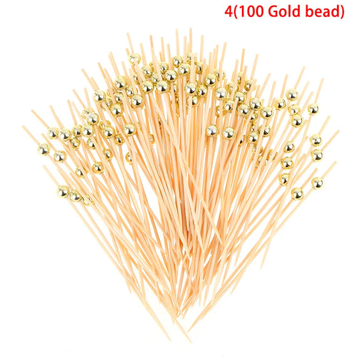 gold bead wooden bamboo toothpicks disposable party supplies