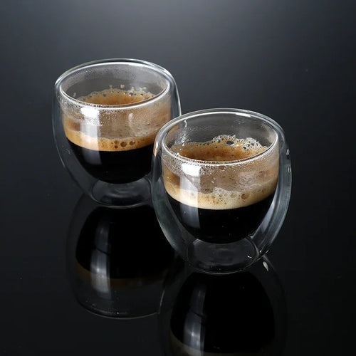 Double Wall Espresso Cups Set | Transparent Shot Glasses