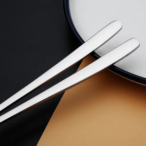 Korean Metal Asian Soup Spoon | Long Handle Stainless Steel - 1 PC