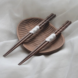 Black Walnut Chopsticks Set | Wooden Japanese Utensils - 2 Pairs