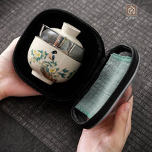 Load image into Gallery viewer, Bird &amp; Flowers Chinese Travel Tea Set with Portable Case - 4 Pc