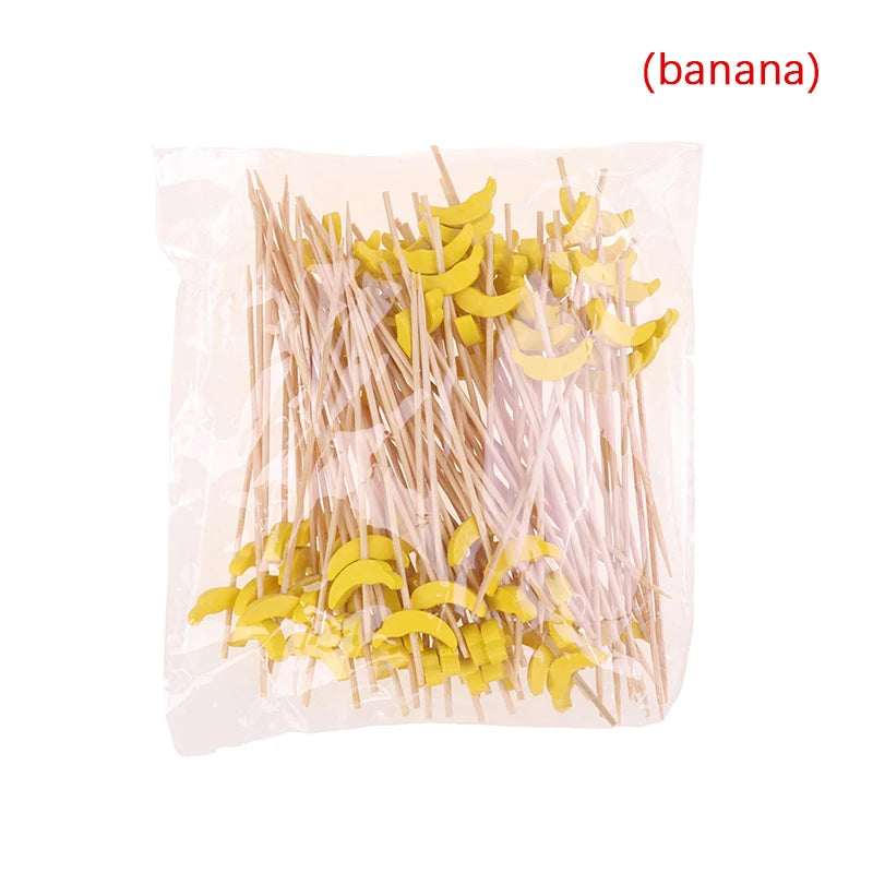 yellow banana fruit decorative party toothpicks for cocktails and appetizers