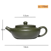 Load image into Gallery viewer, Green Glazed Yixing Teapot | Handmade Vintage Chinese Clay Teapot with Strainer - 1 Pc