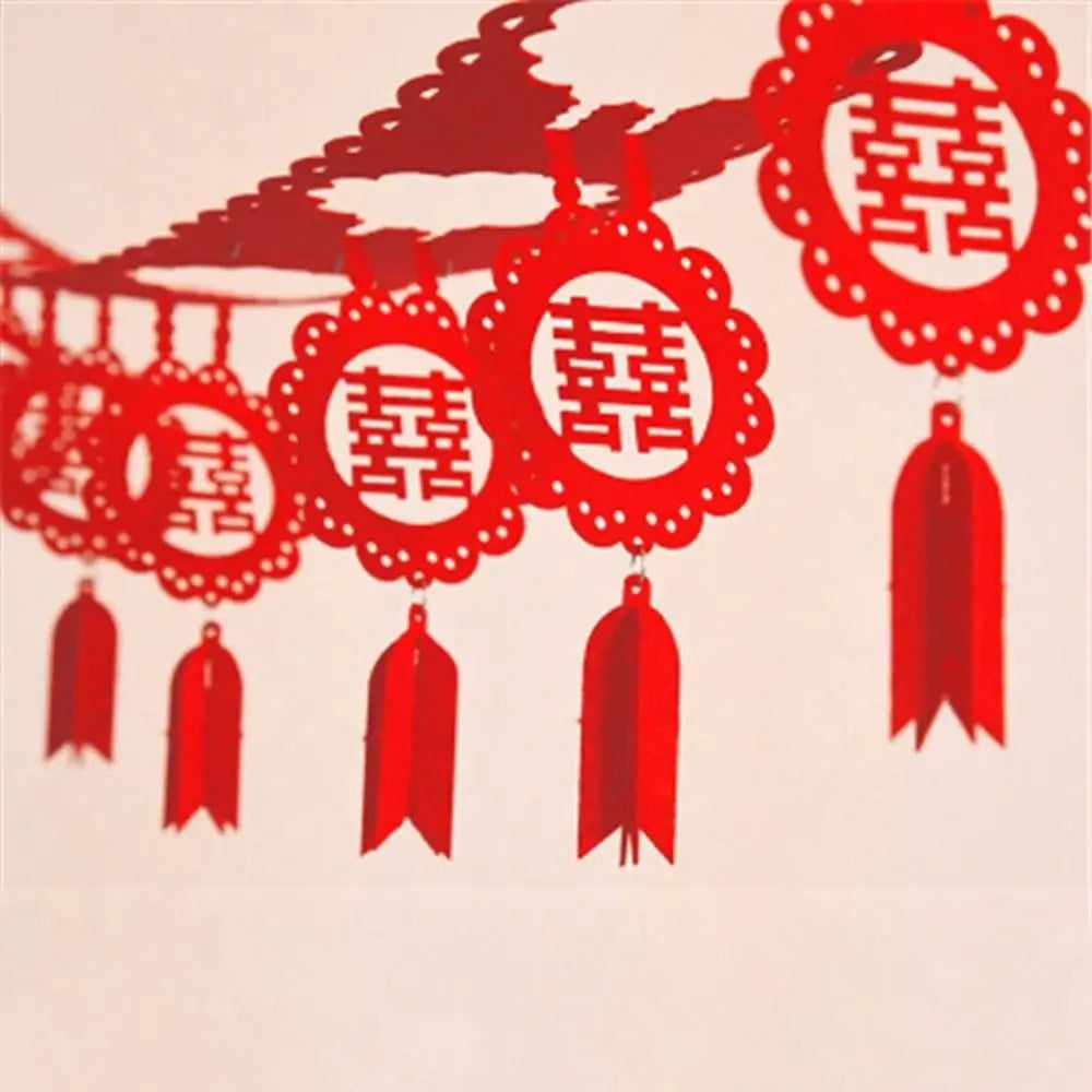 Red Hanging Banner Wedding Sign | Traditional Chinese Vietnamese Decor - 1 Pc