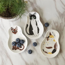 Load image into Gallery viewer, Illustrated Cat Sauce Dish | Cute Ceramic Japanese Sushi Dipping Bowl - 1 Pc