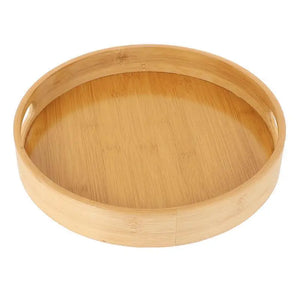 Wooden Serving Tray with Handles | Deep Bamboo Platter - 1 pc