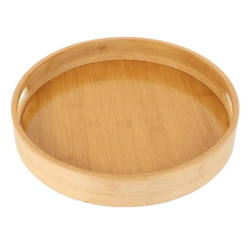 Wooden Serving Tray with Handles | Deep Bamboo Platter - 1 pc