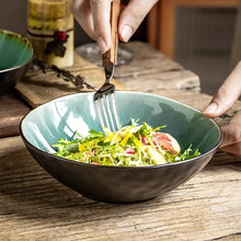 Load image into Gallery viewer, Green Ceramic Ramen Bowl | Japanese Noodle Soup Rice Donburi Bowls - 1 Pc