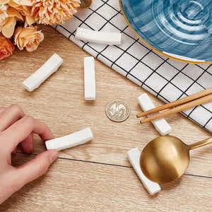 White Chopstick Holder | Spoon Rest Ceramic - 6 Pc Set