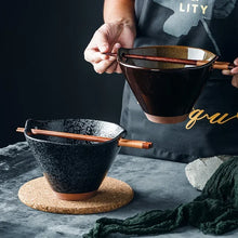 Load image into Gallery viewer, Modern Ceramic Ramen Bowls with Chopsticks Holder | Japanese Tableware -1 Pc