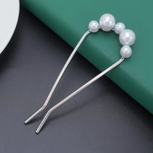 Load image into Gallery viewer, Silver Mixed Pearl Metal Hair Sticks for Bun | Hairstyle Pins - 1 Pc