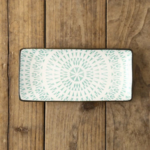 Blue & Green Rectangular Sushi Plates | Japanese Ceramic Platters - 1 Pc