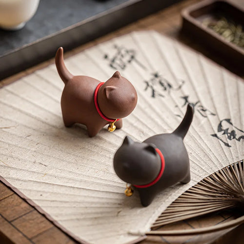 Cute Cat Tea Pet | Small Kung Fu Tea Set Accessories Kitty Clay Figurines - 1 Pc