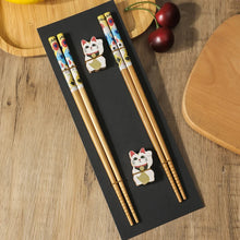 Load image into Gallery viewer, Chinese Wooden Chopsticks with Chopstick Rests | Luxury Gift - 2 Pair Set