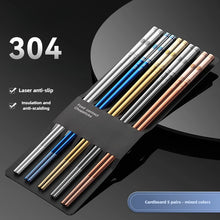 Load image into Gallery viewer, Blue Korean Metal Chopsticks | 304 Stainless Steel - 1/5 Pair Set