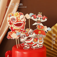 Load image into Gallery viewer, Retro Chinese Wedding Cake Topper | Lion Dance Decoration - 1 Pc