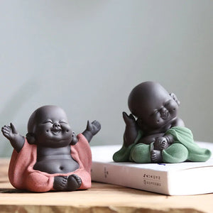 Cute Buddha Monk Tea Pet Figurine | Chinese Purple Clay Statue Figurine - 1 Pc