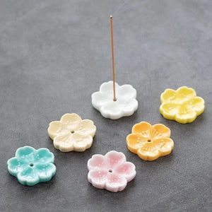 Cherry Blossom Ceramic Incense Holder | Cute Sakura Flower Stick Burners - 1 Pc