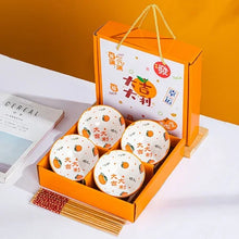 Load image into Gallery viewer, Orange Ceramic Bowls and Chopsticks Set | Lunar New Year Gift Box - 1 Set