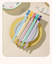 Load image into Gallery viewer, Colorful Fiberglass Chinese Chopsticks | Kawaii Heart Tableware - 5 Pc Set