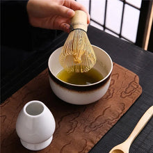 Load image into Gallery viewer, White &amp; Brown Matcha Set | Japanese Tea with Whisk Holder - 6 Pc