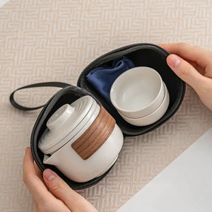 Ceramic Travel Chinese Tea Set | Small Portable Pot Cups Gift
