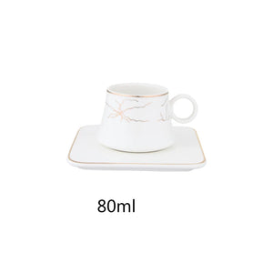 Modern Demitasse Espresso Cups with Saucers | Black & White Mini Coffee - 1 Set