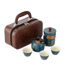 Load image into Gallery viewer, Travel Tea Set with Leather Case | Portable Gongfu Ceramic Teapot Cups - 5 Pc