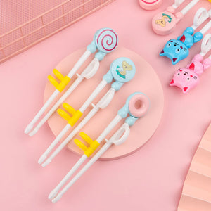 Pink Donut Cat Training Chopsticks | Kids Children Eating Learning Utensils - 1 Pc