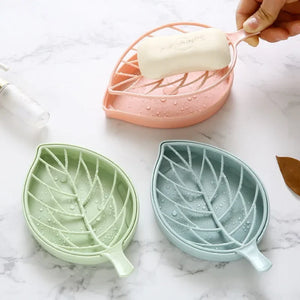 Leaf Soap Saver | Pink Green Bar Soap Holder Tray Rack - 1 Pc